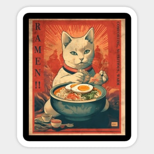 Propaganda for ramen, ramen cat, foodie gift, ramen lover, cat lover Sticker